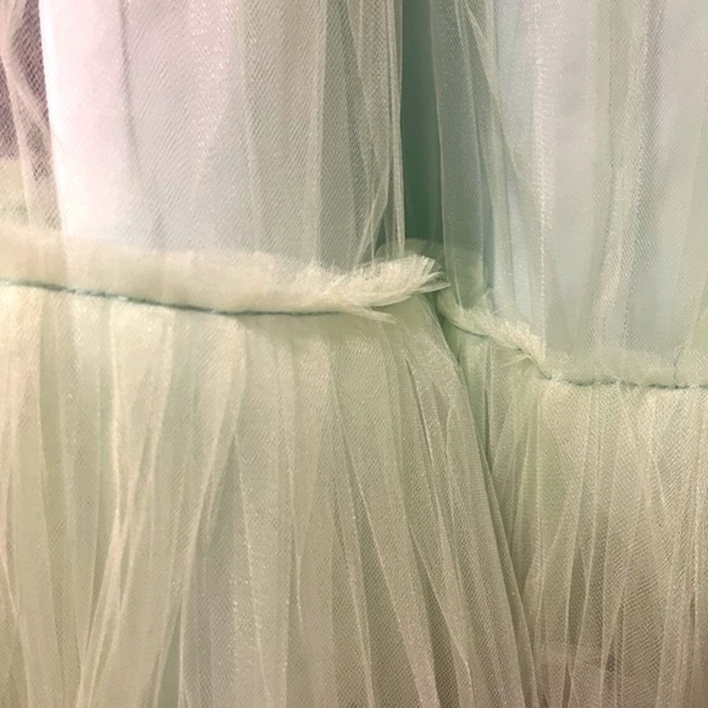 HANDMADE TIFFANYSLABEL GREEN DRESS EMBROIDERED TEXTURE TOP | TULLE | M(6-8) - Picture 10 of 10